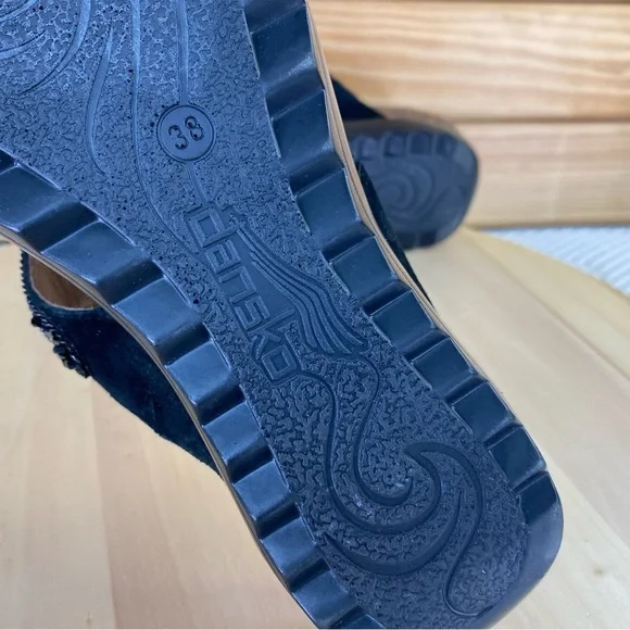 Dansko Womens Slide Sandals Pamela 38 EUR Black Leather Beaded Thong Summer Shoe - Picture 7 of 11